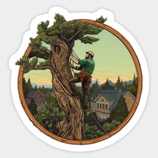 Arborist Working On A Tree Sticker